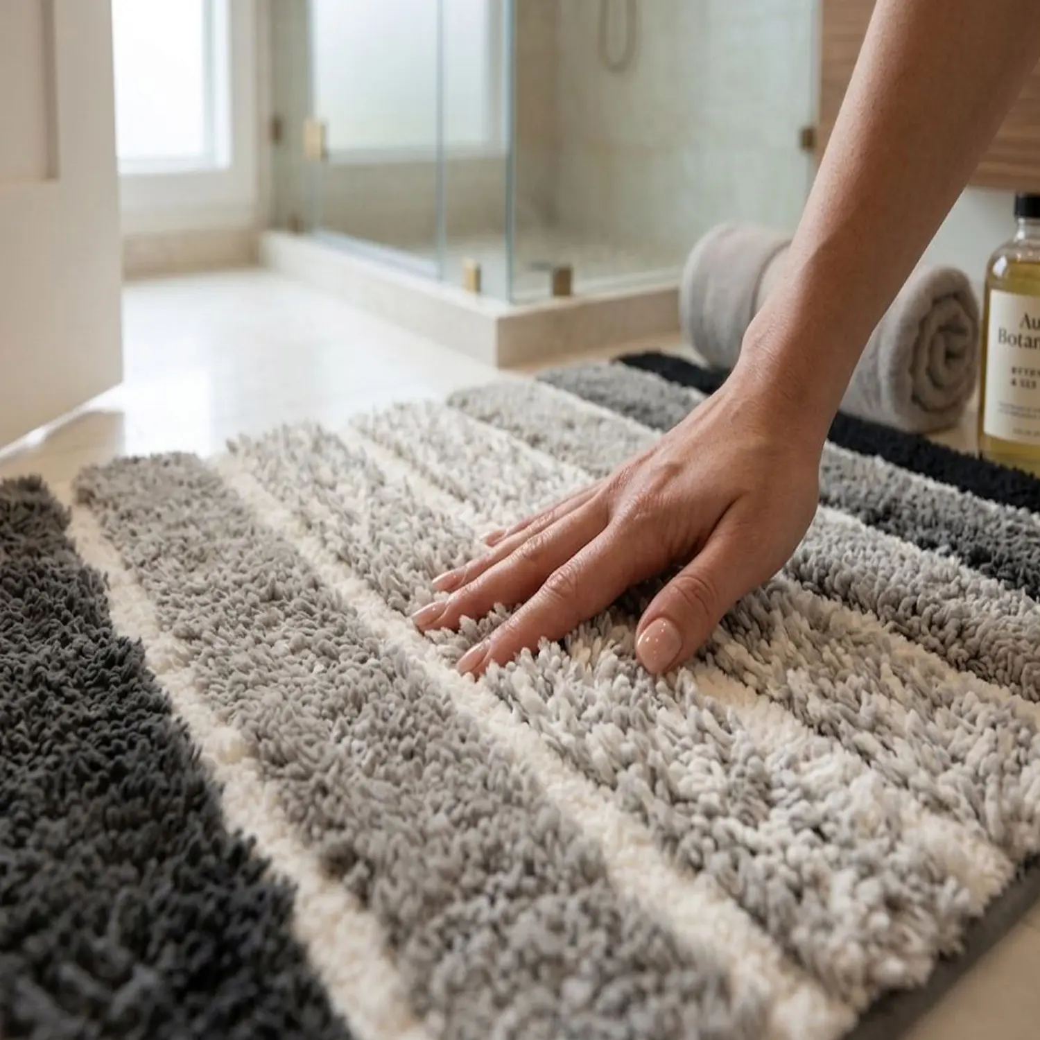 Luxury Stone Anti-Slip Bath Mat [F] | Ultra Soft Absorbent Non – Slip Bathroom Rug | Premium Quick – Dry Shaggy Floor M...